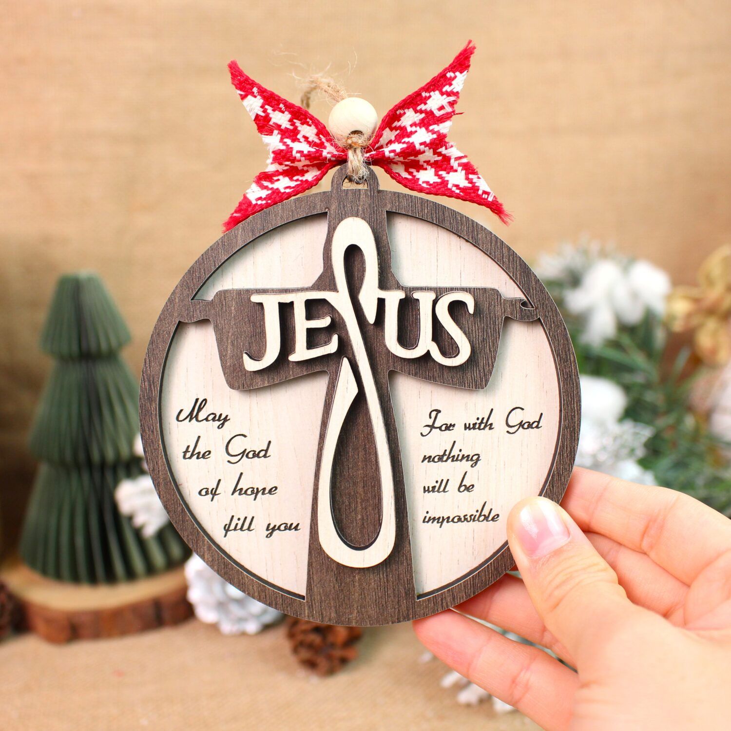 Personalized Nativity Jesus Cross Ornament – Custom Faith & Family Keepsake | Personalized Ornament - Image 5
