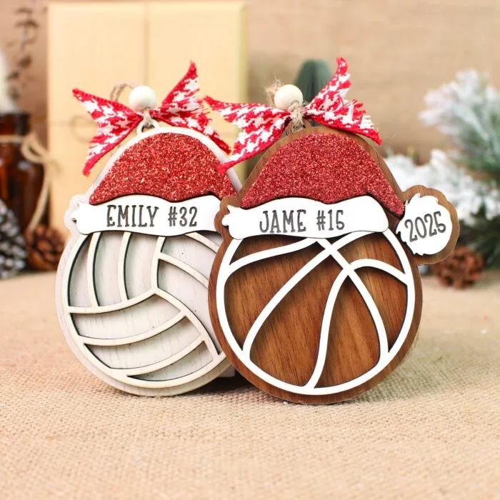 Personalized Sport Santa Hat Ornament – Custom Name Athlete Keepsake| Personalized Ornament