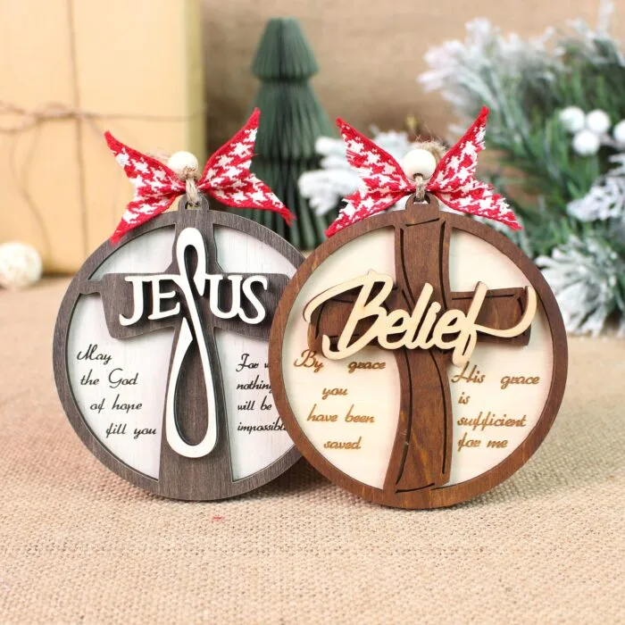 Personalized Nativity Jesus Cross Ornament – Custom Faith & Family Keepsake | Personalized Ornament