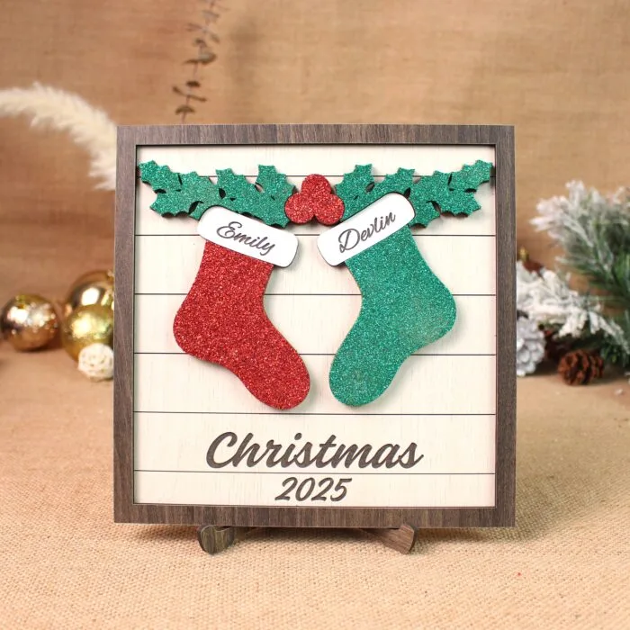 Personalized Christmas Couple Wedding Sign 2025 – Custom Names Wedding Keepsake | Personalized Custom