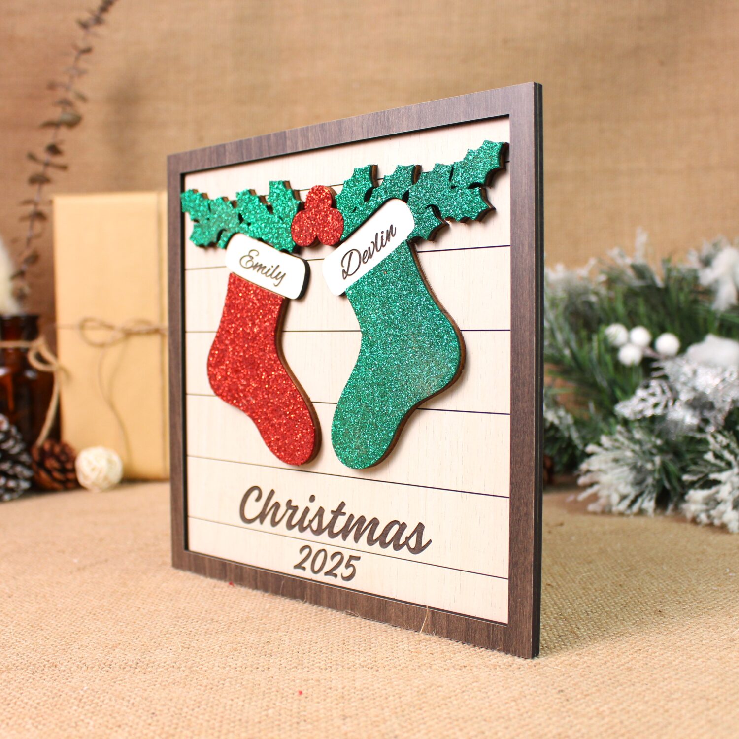 Personalized Christmas Couple Wedding Sign 2025 – Custom Names Wedding Keepsake | Personalized Custom - Image 5