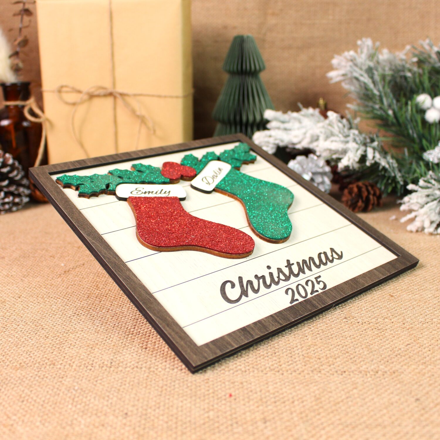 Personalized Christmas Couple Wedding Sign 2025 – Custom Names Wedding Keepsake | Personalized Custom - Image 6