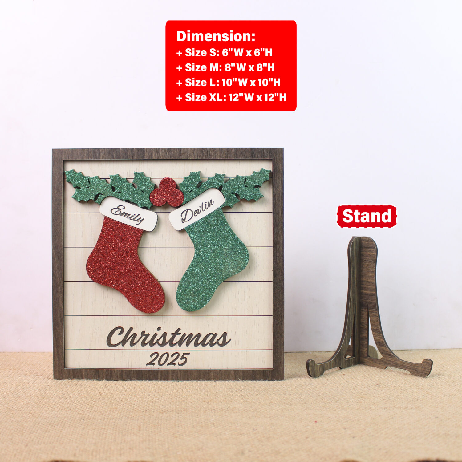 Personalized Christmas Couple Wedding Sign 2025 – Custom Names Wedding Keepsake | Personalized Custom - Image 2