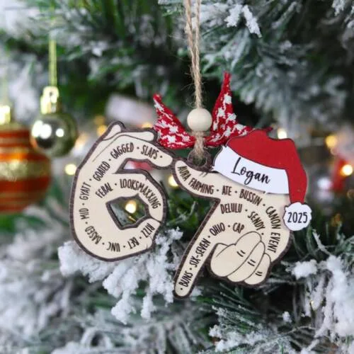 Funny Six Seven Wooden 2-Layered Ornament – Personalized Teen Slang Christmas Gift| Personalized Ornament