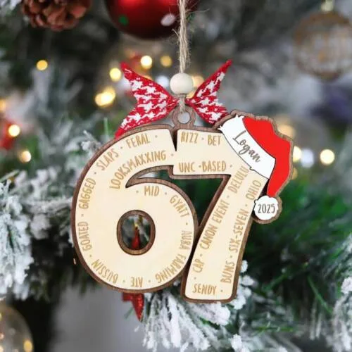 Funny Six Seven Wooden 2-Layer Ornament – Personalized Teen Slang Keepsake | Personalized Ornament