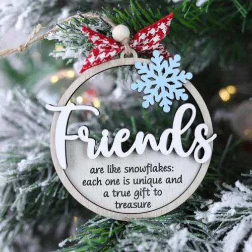 Personalized Friends Christmas Wooden Ornament – Custom Names + Laser-Cut Keepsake | Personalized Ornament