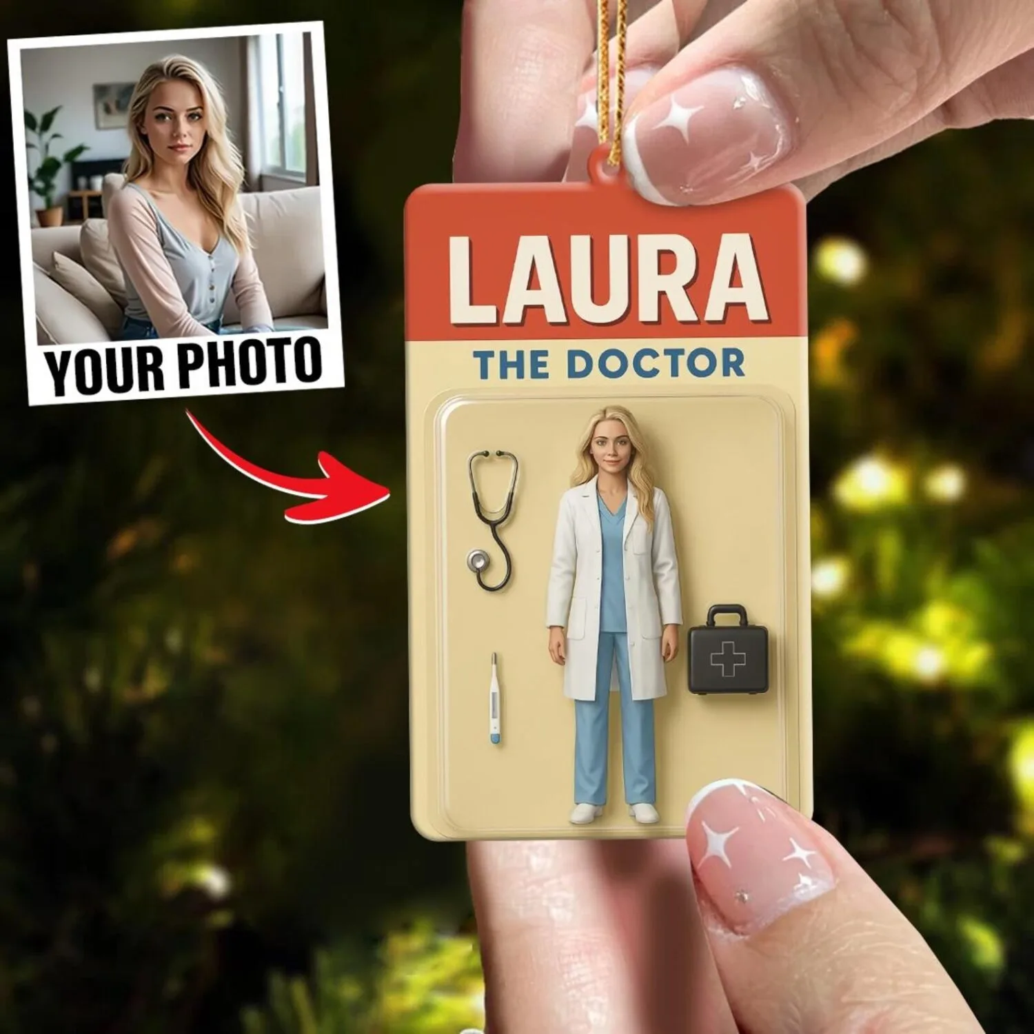 Personalized Doctor Acrylic Ornament – Custom Name Keepsake for Medical Professionals | Personalized Ornament - Image 3