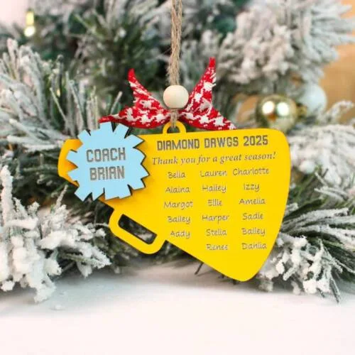 Personalized Cheer Coach Thank You Ornament – Custom Team & Season Keepsake | Personalized Ornament | Woodhug