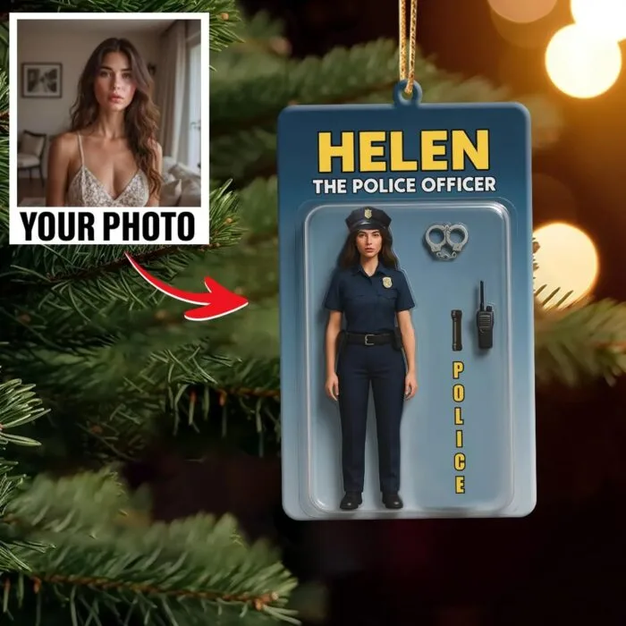 Personalized 2D Flat Police Officer Ornament – Custom Name Keepsake for Officer | Personalized Ornament
