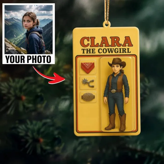 Personalized Cowgirl Photo Ornament – Custom Name Cowgirl Keepsake | Personalized Ornament