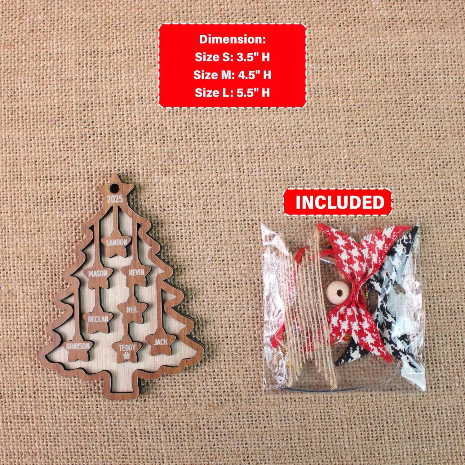 Personalized Christmas Tree Ornament – Custom Group Names Keepsake | Personalized Ornament | Woodhug - Image 2