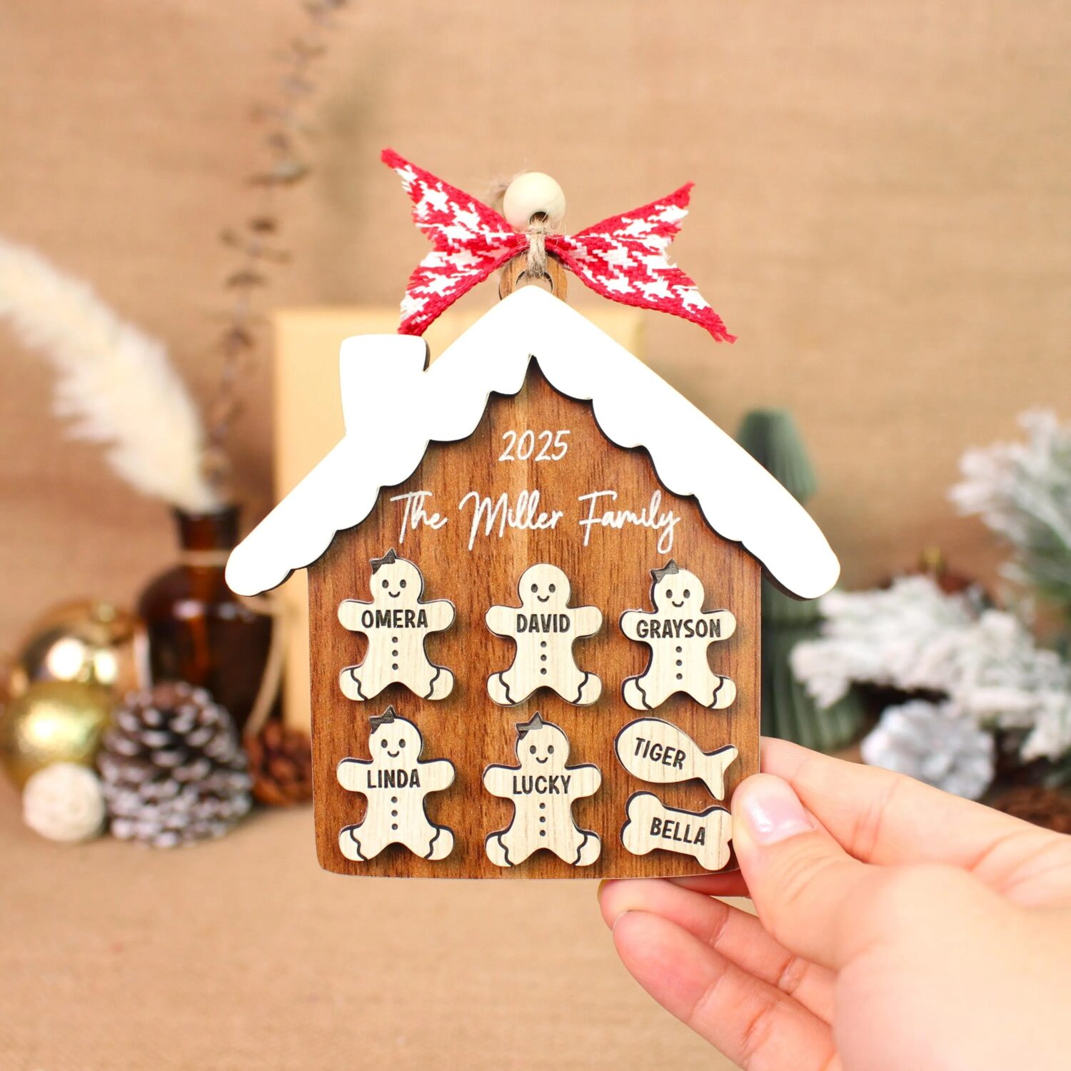 Personalized Gingerbread Family House Ornament – Custom Family Names Keepsake | Personalized Ornament - Image 5