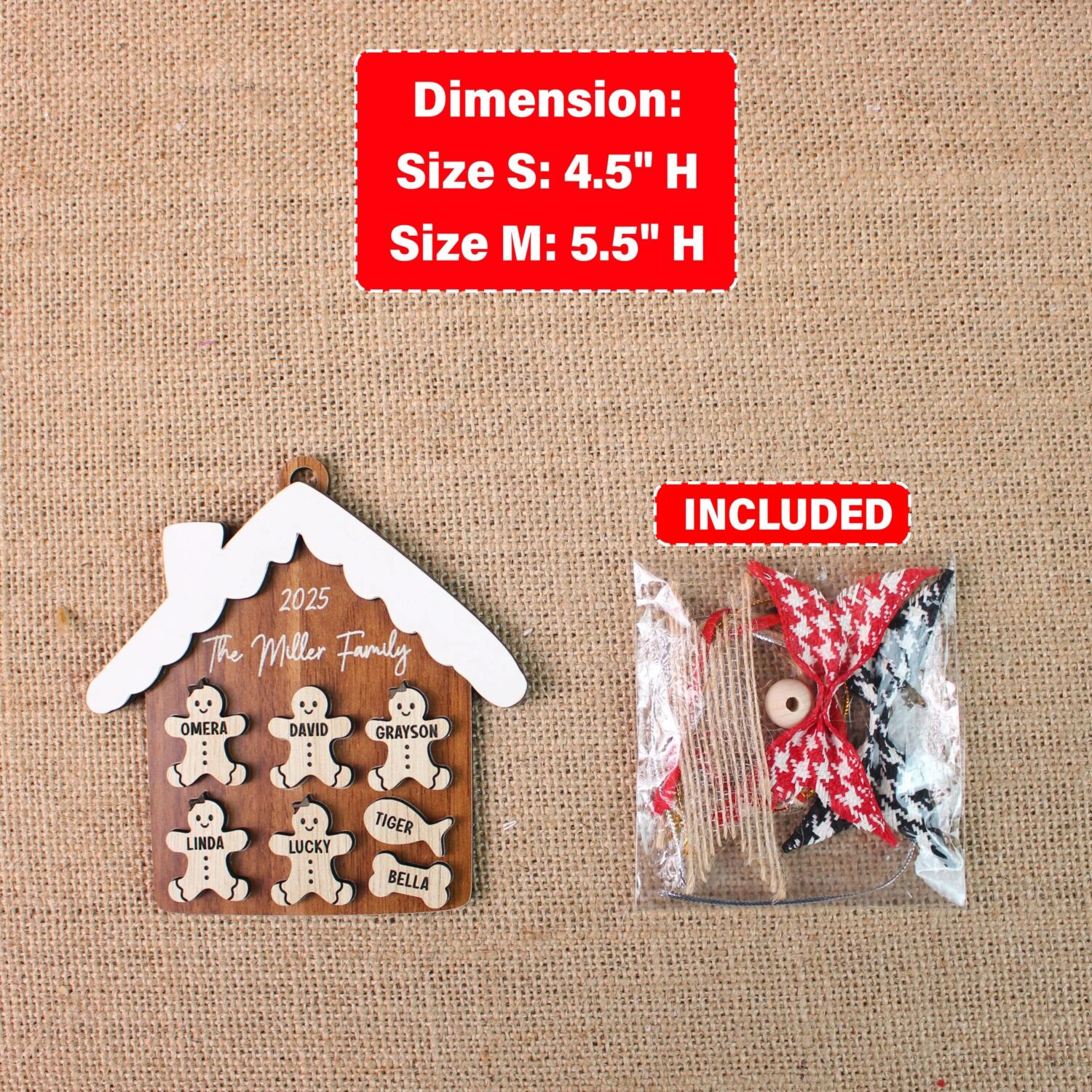 Personalized Gingerbread Family House Ornament – Custom Family Names Keepsake | Personalized Ornament - Image 2