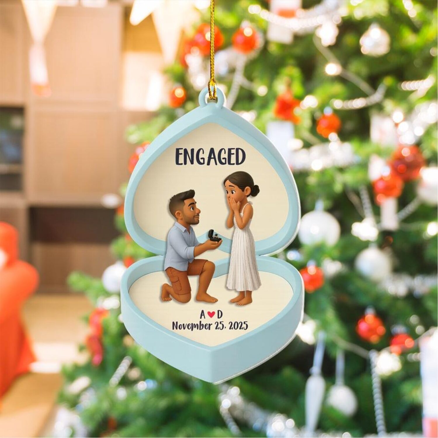 Custom Photo Figure Engagement Ornament – Personalized Couple Keepsake | Personalized Ornament - Image 6