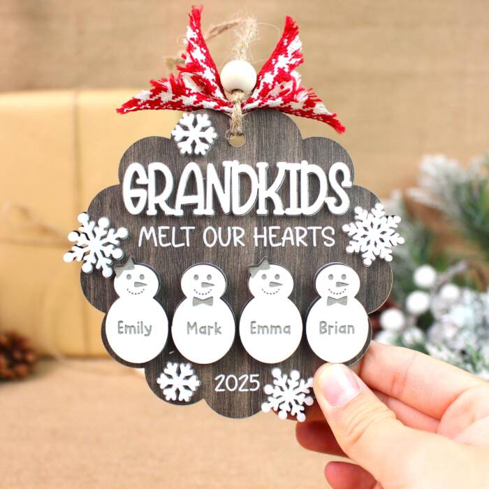 Personalized Snowman Grandkids Ornament – Custom Names Keepsake | Personalized Ornament - Image 4
