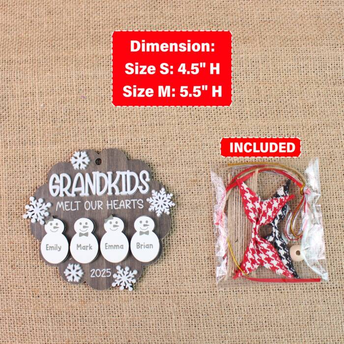 Personalized Snowman Grandkids Ornament – Custom Names Keepsake | Personalized Ornament - Image 2