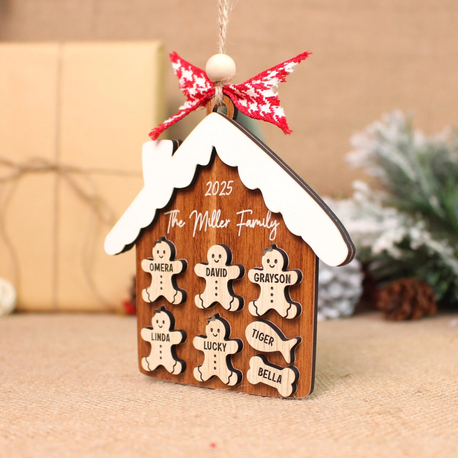 Personalized Gingerbread Family House Ornament – Custom Family Names Keepsake | Personalized Ornament - Image 4
