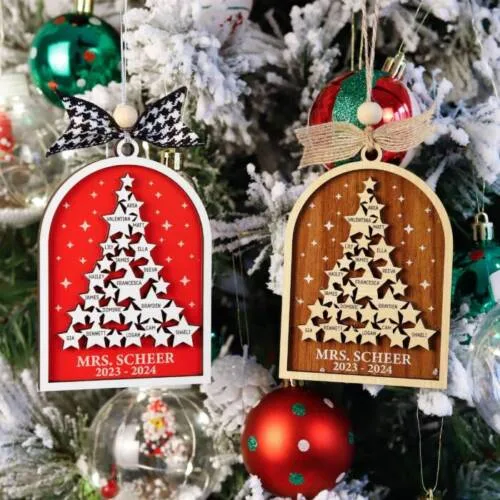 Personalized Teacher Christmas Ornament – Custom Name & Year Appreciation Gift | Personalized Ornament | Woodhug