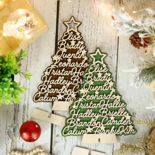 Personalized Family Christmas Tree Name Sign – Custom 1-13 Names ‘Tree’ Keepsake | Personalized Custom | Woodhug