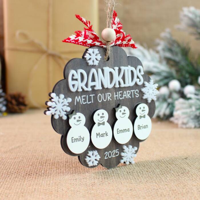 Personalized Snowman Grandkids Ornament – Custom Names Keepsake | Personalized Ornament - Image 5