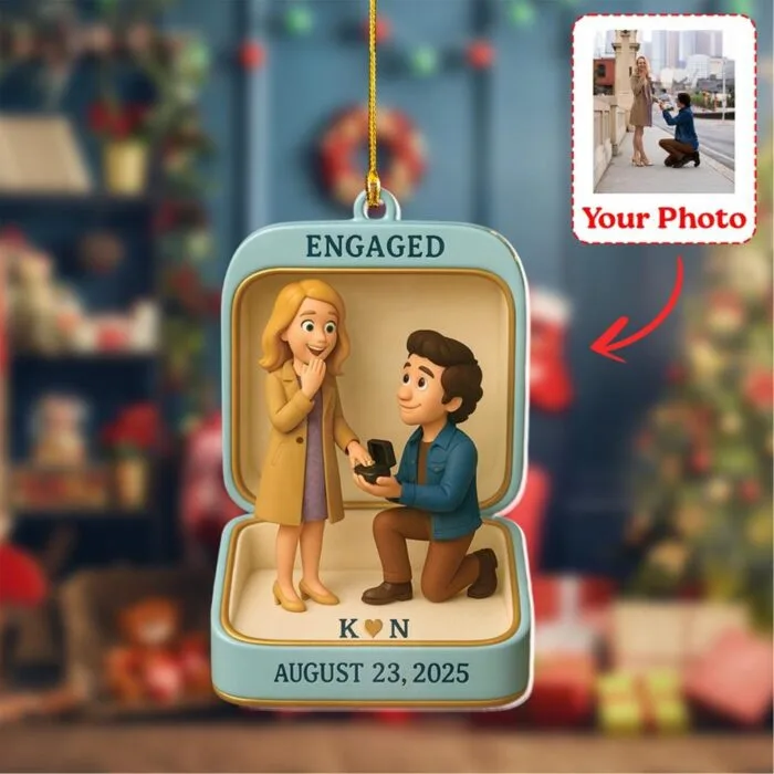 Personalized Couple Photo Engagement Ornament – Custom Names & Date Keepsake | Personalized Ornament