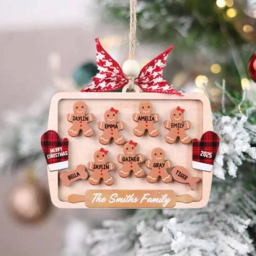 Personalized Family Gingerbread Ornament – Custom Family Names & Year Keepsake | Personalized Ornament | Woodhug
