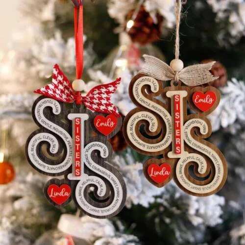 Personalized Sisters Ornament – Custom Names Keepsake Gift | Personalized Custom | Woodhug