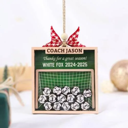 Personalized Soccer Goal Coach Shaker Ornament – Custom Team & Player Keepsake | Personalized Ornament | Woodhug