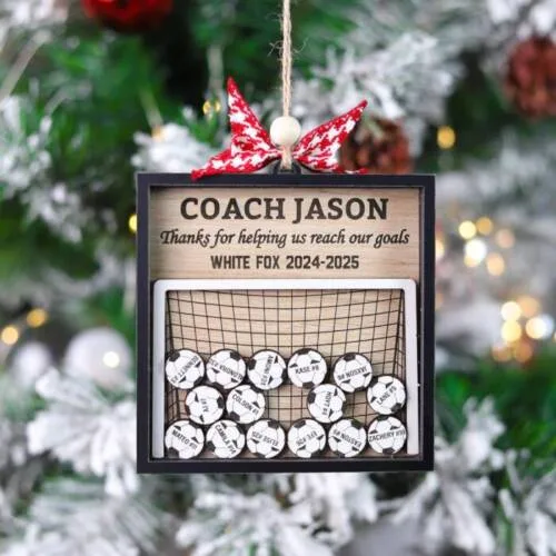 Personalized Soccer Goal Christmas Shaker Ornament – Custom Team & Player Names Keepsake | Personalized Ornament | Woodhug