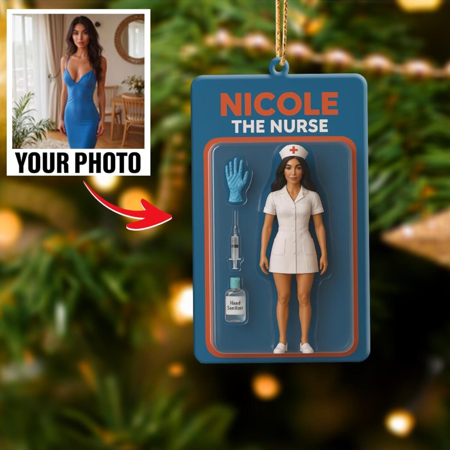 Personalized 2D Flat Nurse Uniform Christmas Ornament – Custom Name Gift for Nurses | Personalized Ornament - Image 3